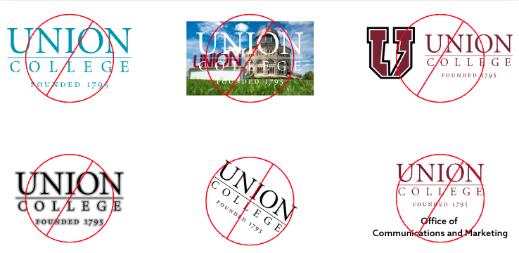 Graphic showing ways not to modify the logo