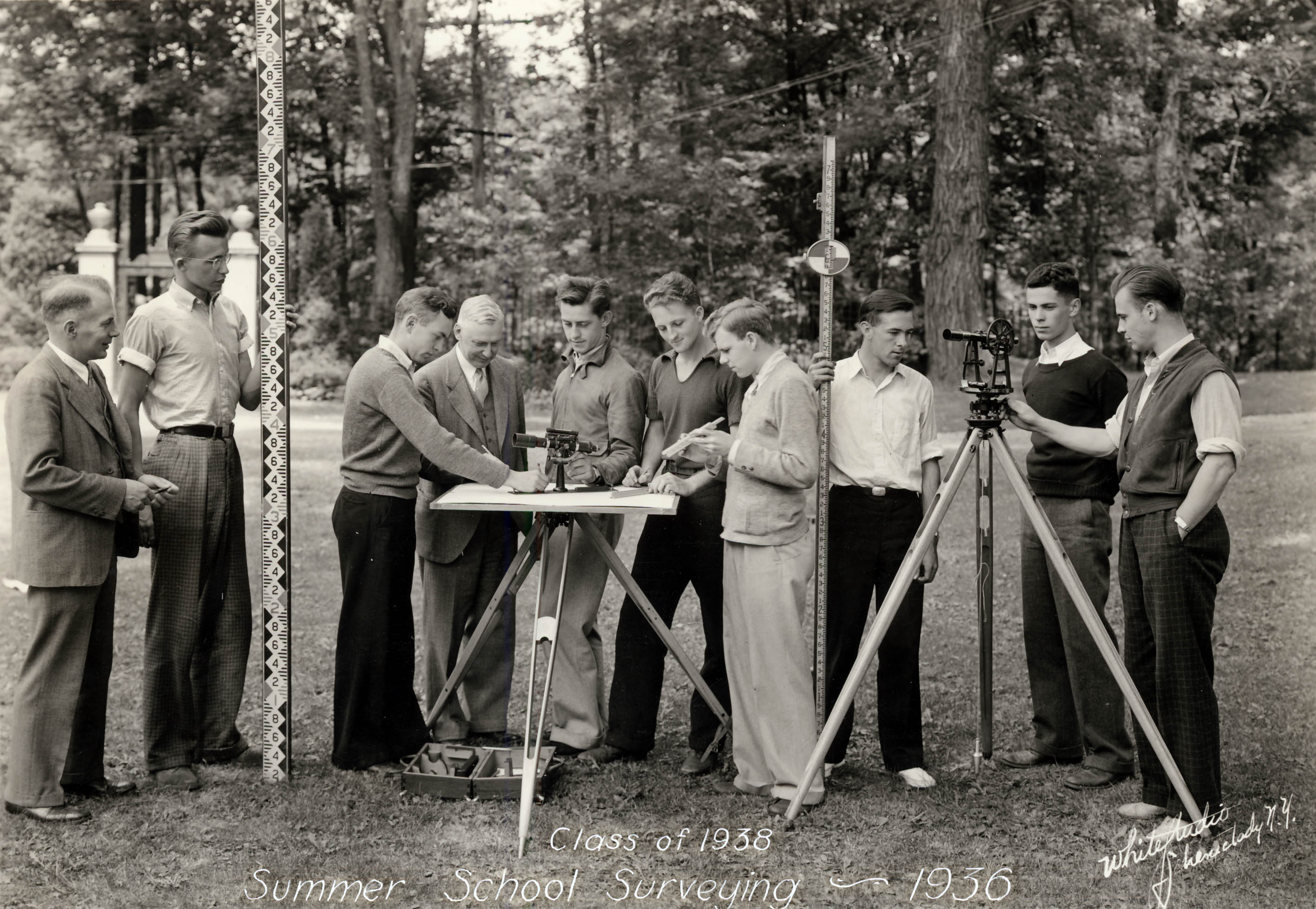 An archival photo of past Union College Civil Engineering students.