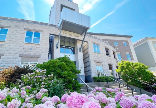 An exterior view of Olin Center