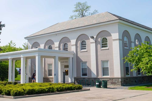 An exterior view of Karp Hall