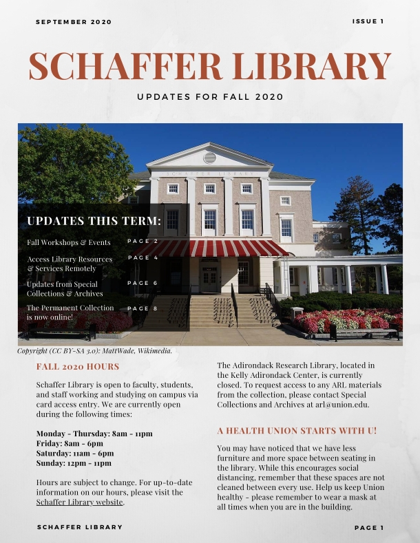 schaffer library newsletter 1