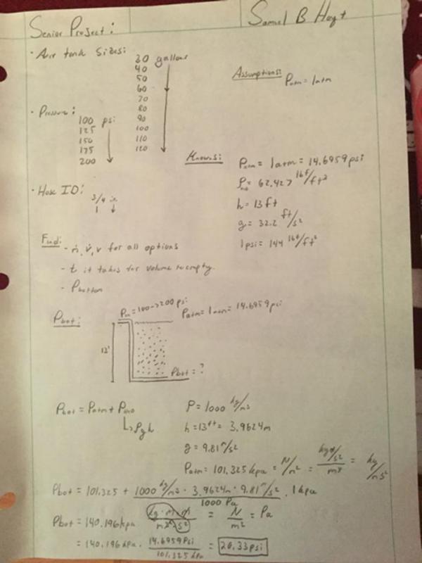 A mechanical engineering major, Sam Hoyt '18 recorded pressure calculations of his sparger system that was part of his senior project.