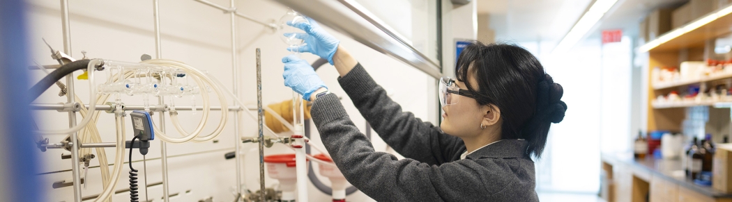 Student conducting research in a chemistry lab