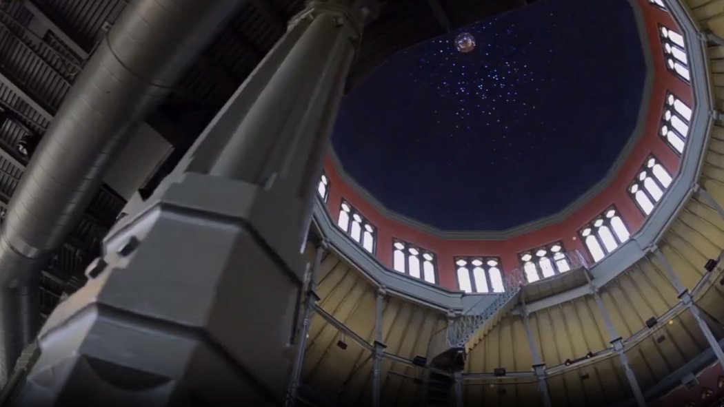 An interior view of the Nott Memorial ceiling