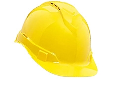 A protective helmet that is worn in the field