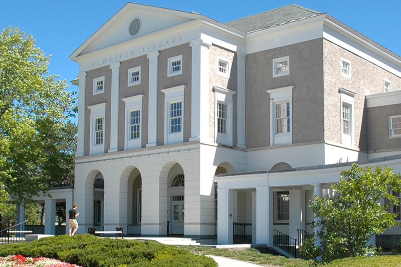 An exterior view of Schaffer Library