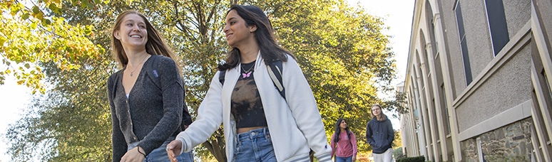 Students walking on campus