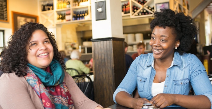 Two students dining at More Perreca's