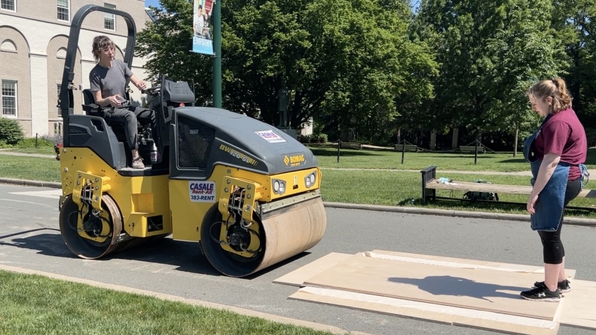 Prof. Conley on steamroller