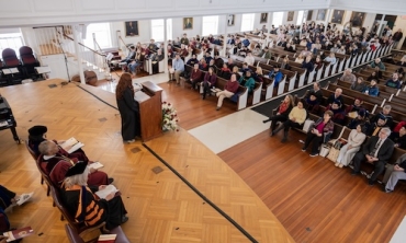 at Founders Day Thursday in Memorial Chapel. The event commemorates the 230th anniversary of the granting of Union’s charter by the state Board of Regents in 1795, regarded as one of the first public calls for higher education.